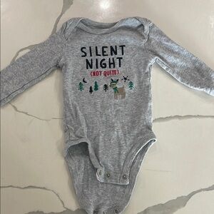 Silent Night Gray Baby Onesie